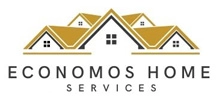 A logo of a house with the words " nomos home services ".