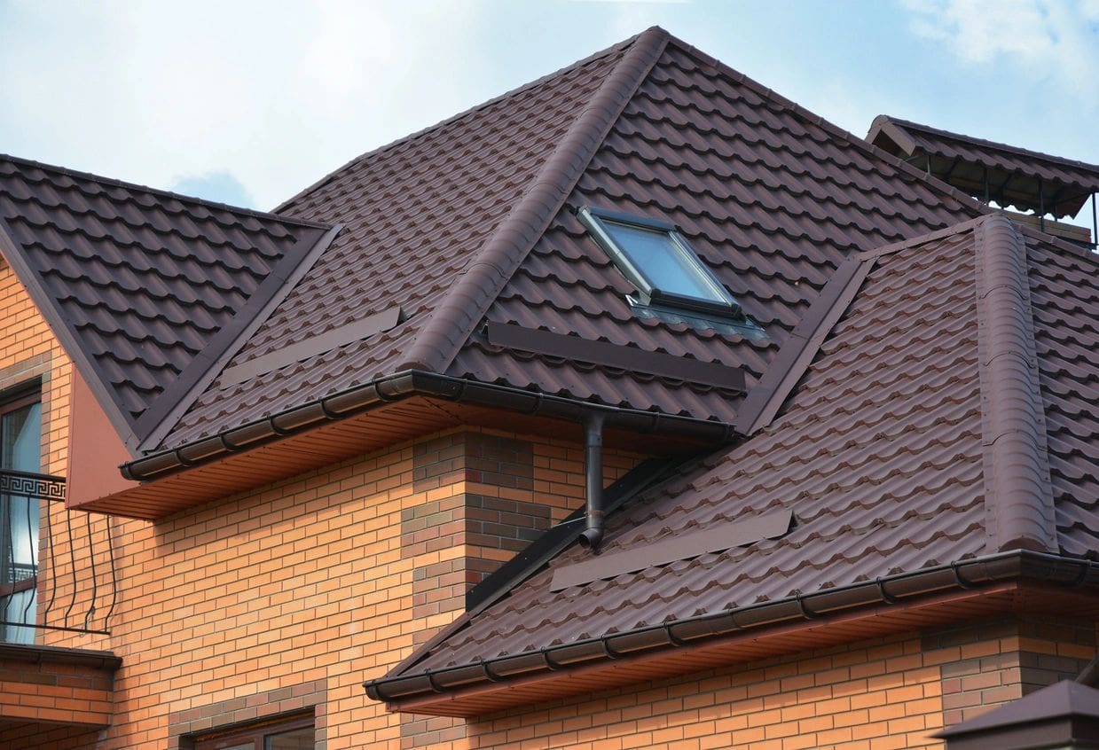 A close up of the roof of a house