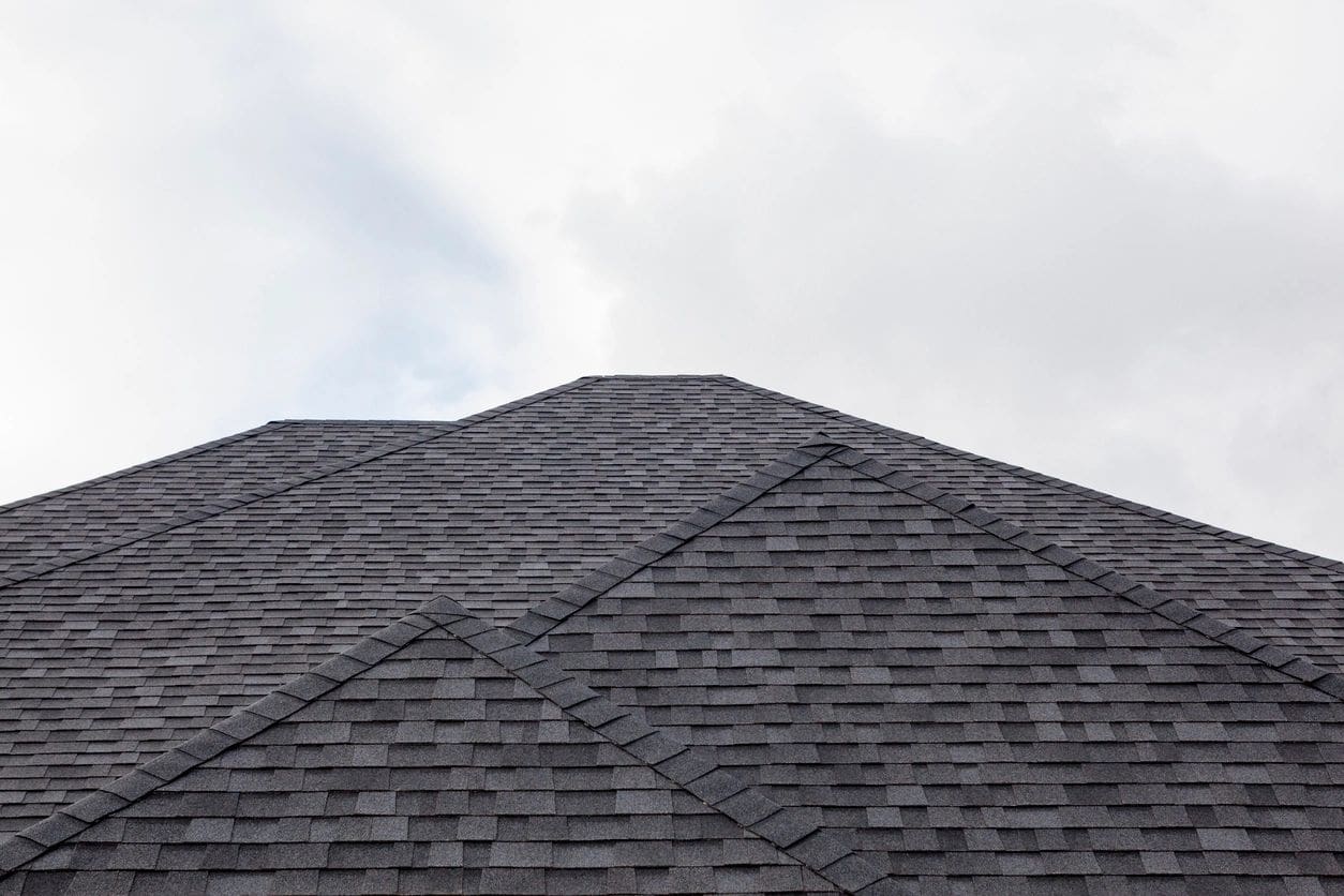 A close up of the roof of a house